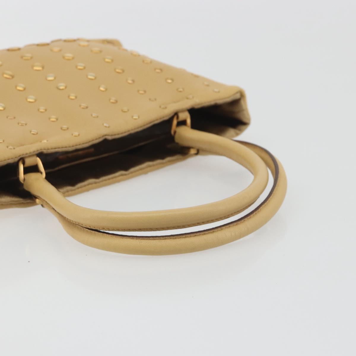 PRADA Studs Tote Bag Leather Beige Gold BN0181 Auth am12230V - Jerrillo image 7