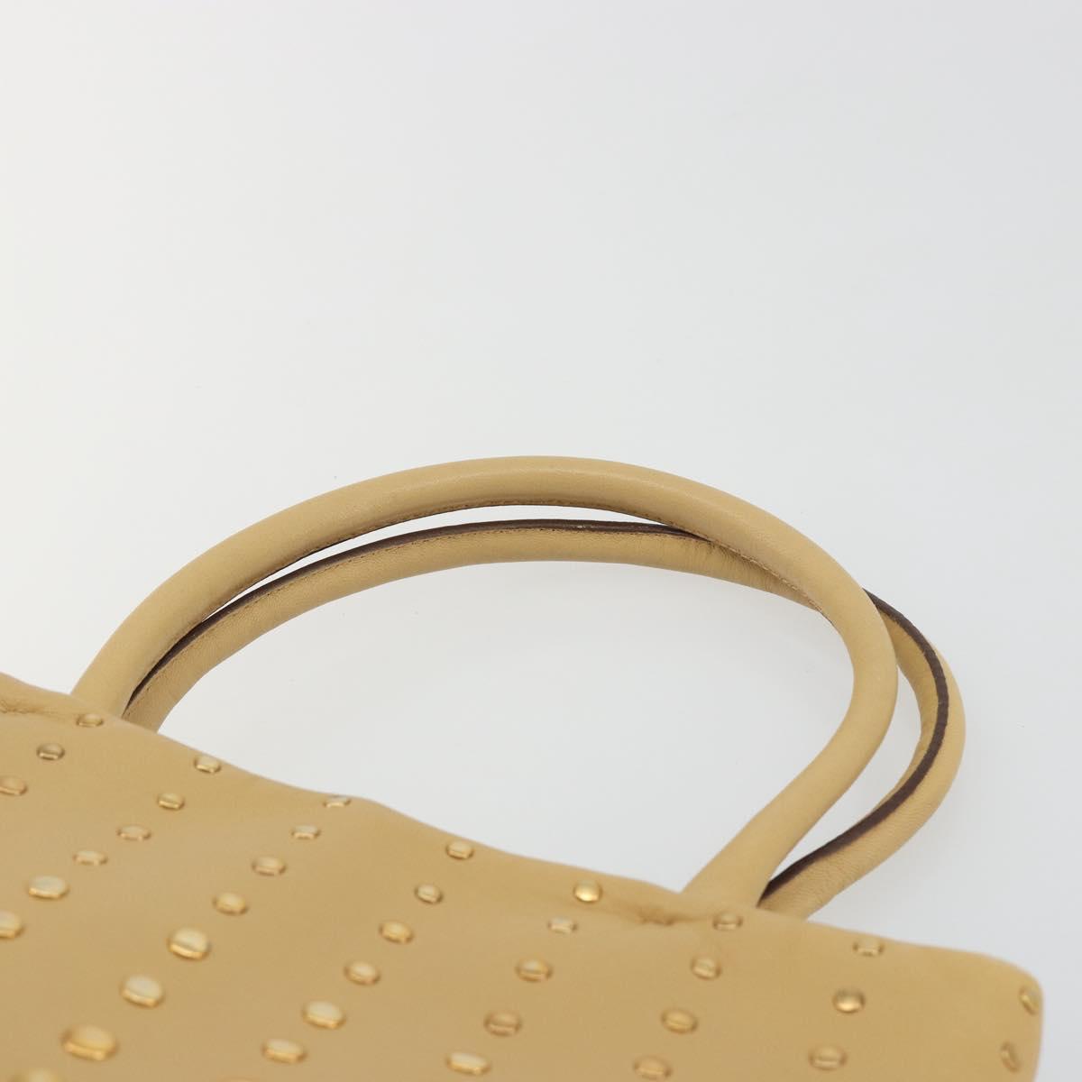 PRADA Studs Tote Bag Leather Beige Gold BN0181 Auth am12230V - Jerrillo image 8