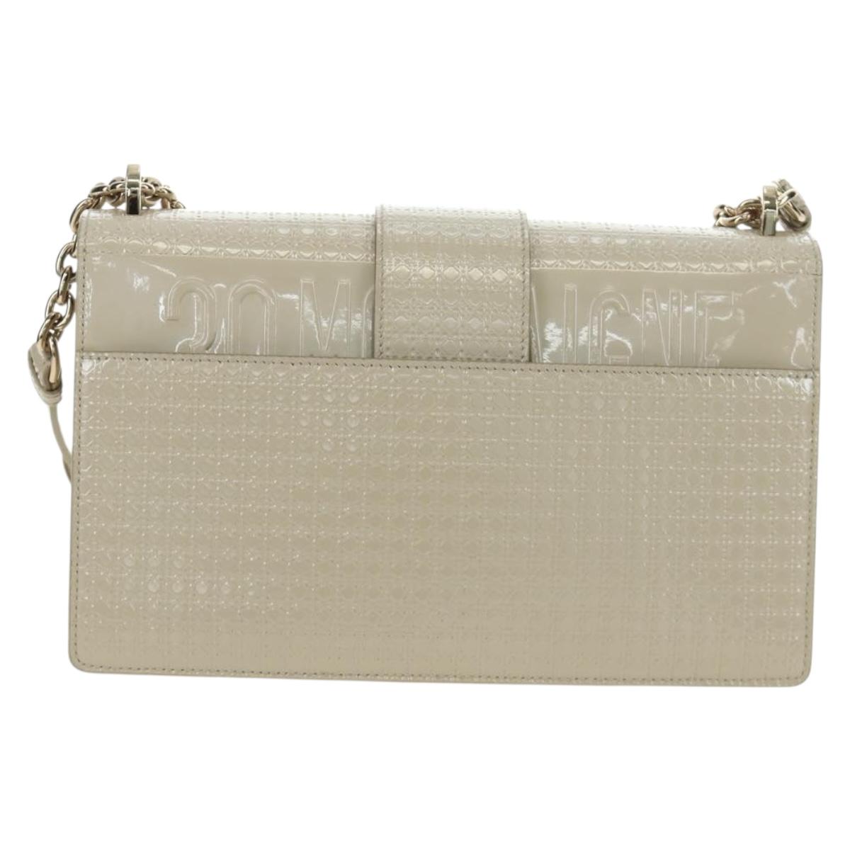 Christian Dior Montaigne Chain Bag Patent Leather Beige Gold Auth ar13976V - Jerrillo image 2