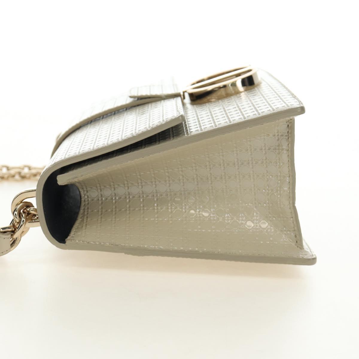 Christian Dior Montaigne Chain Bag Patent Leather Beige Gold Auth ar13976V - Jerrillo image 3
