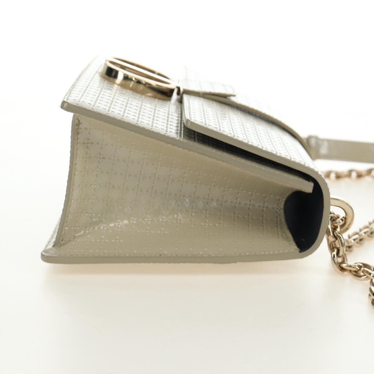 Christian Dior Montaigne Chain Bag Patent Leather Beige Gold Auth ar13976V - Jerrillo image 4