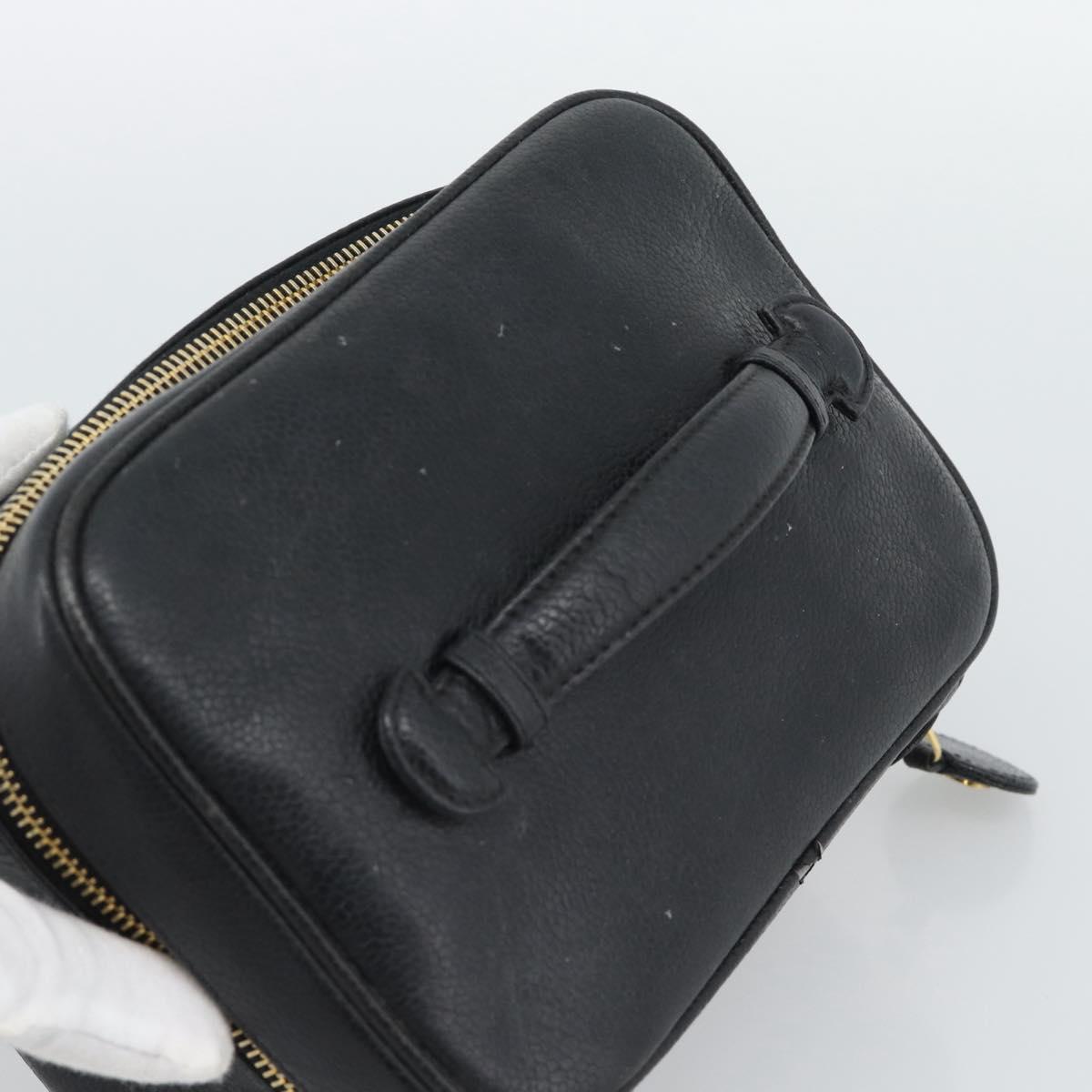 CHANEL COCO Mark Vanity Cosmetic Pouch Caviar Skin Black Gold CC Auth ar14059 - Jerrillo image 6