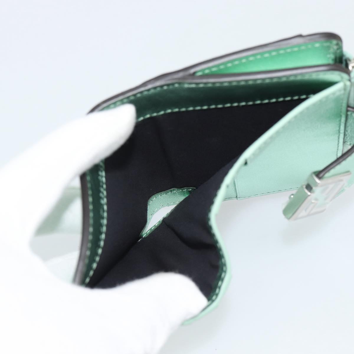 FENDI Compact Wallet Leather Green Silver 8M0490 Auth ar14064M - Jerrillo image 9