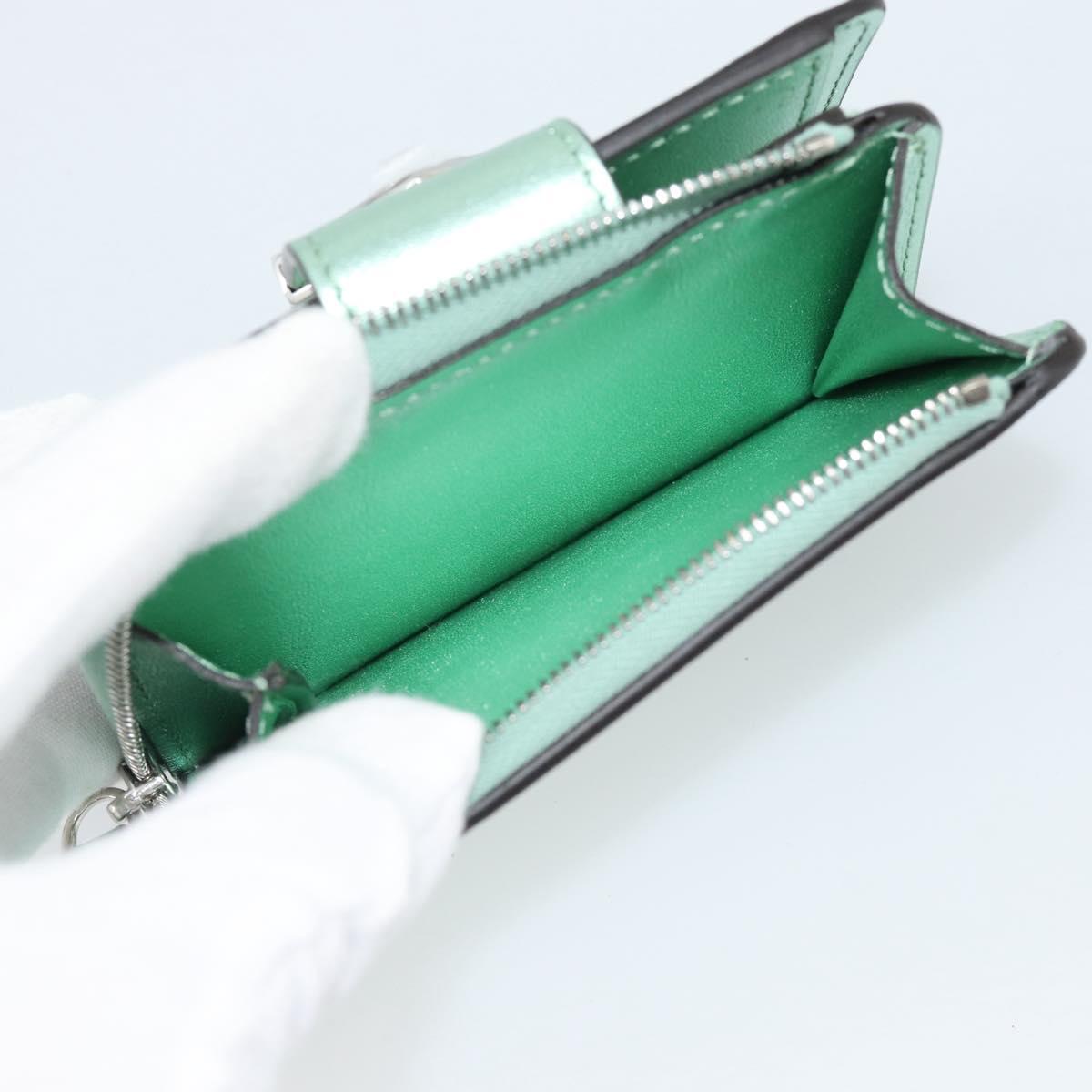 FENDI Compact Wallet Leather Green Silver 8M0490 Auth ar14064M - Jerrillo image 10