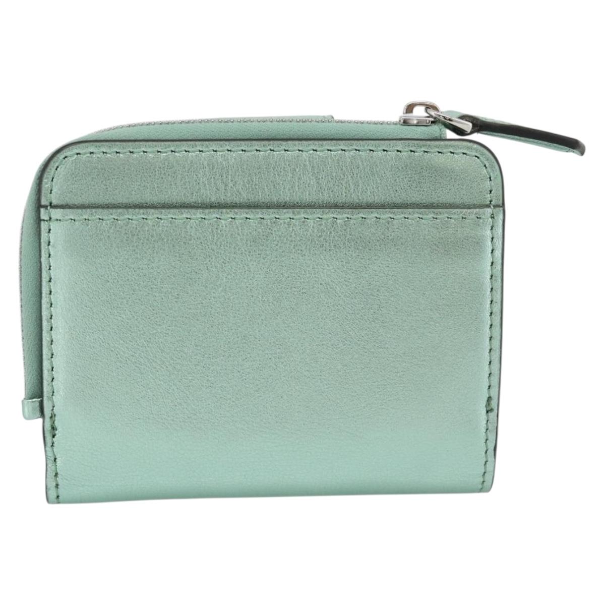 FENDI Compact Wallet Leather Green Silver 8M0490 Auth ar14064M - Jerrillo image 2