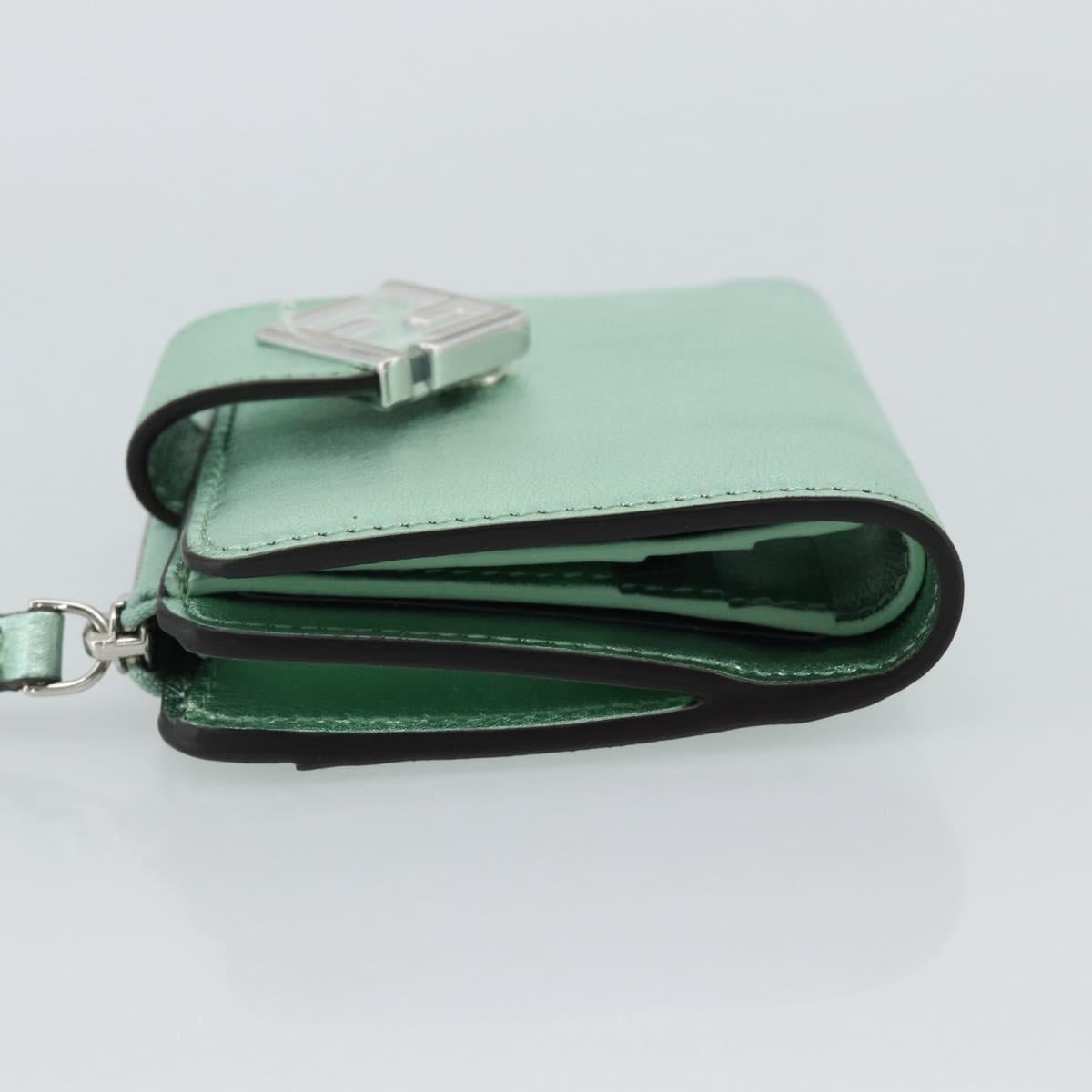 FENDI Compact Wallet Leather Green Silver 8M0490 Auth ar14064M - Jerrillo image 3