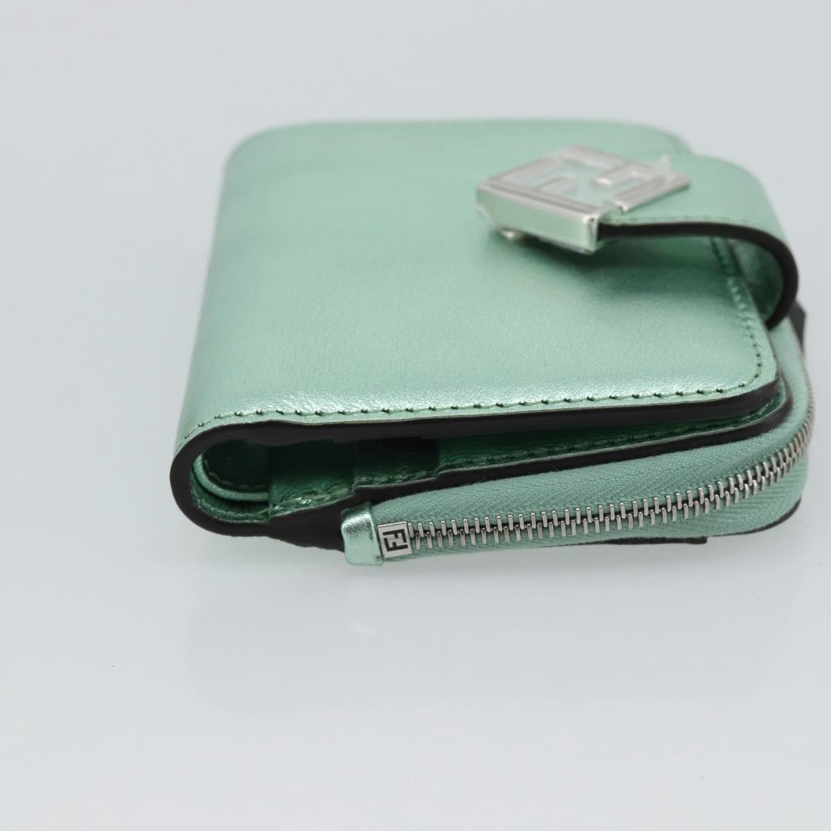 FENDI Compact Wallet Leather Green Silver 8M0490 Auth ar14064M - Jerrillo image 4