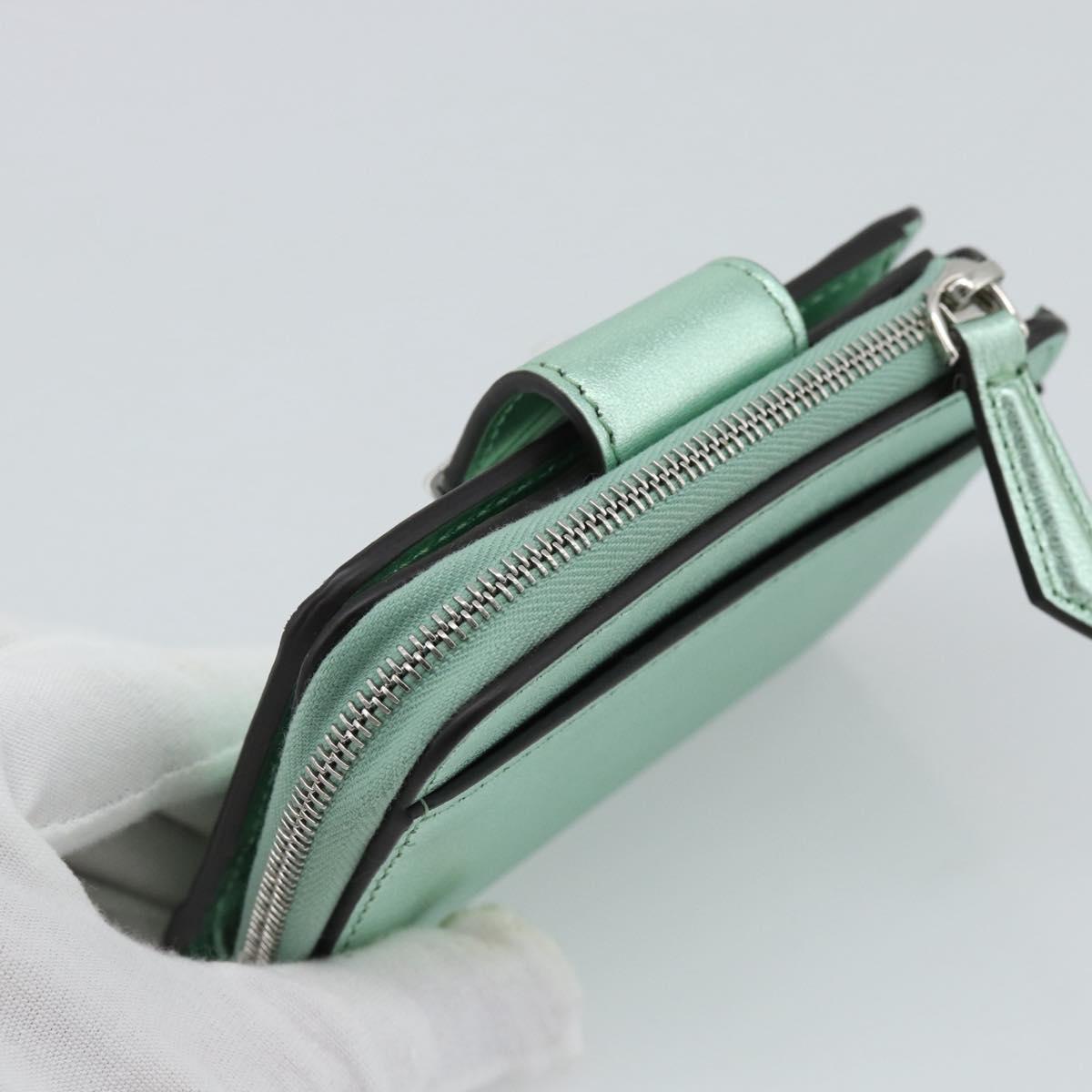FENDI Compact Wallet Leather Green Silver 8M0490 Auth ar14064M - Jerrillo image 5