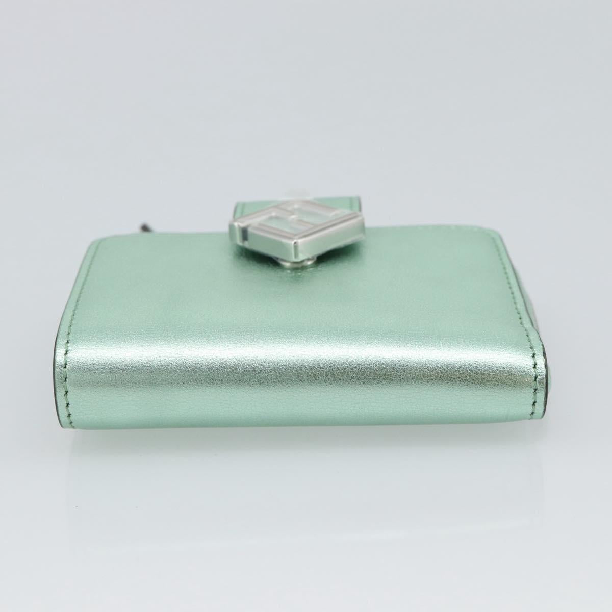FENDI Compact Wallet Leather Green Silver 8M0490 Auth ar14064M - Jerrillo image 6