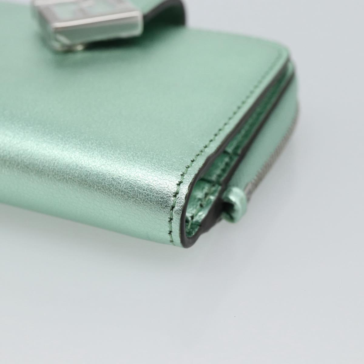 FENDI Compact Wallet Leather Green Silver 8M0490 Auth ar14064M - Jerrillo image 7