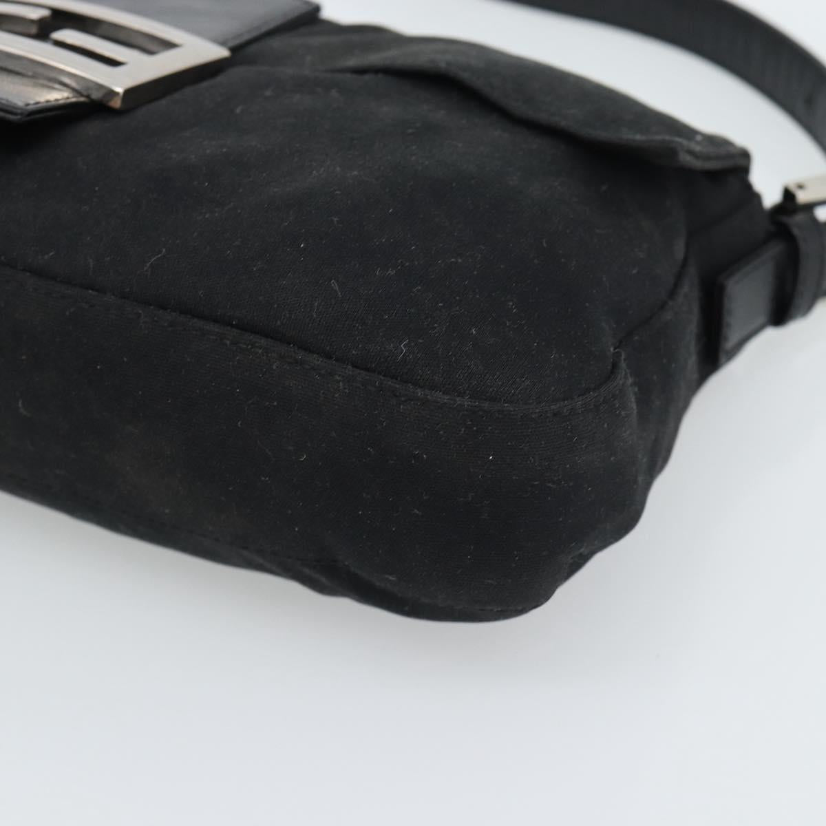 FENDI Mamma Baguette Shoulder Bag Cotton Black Silver Auth ar14086 - Jerrillo image 10