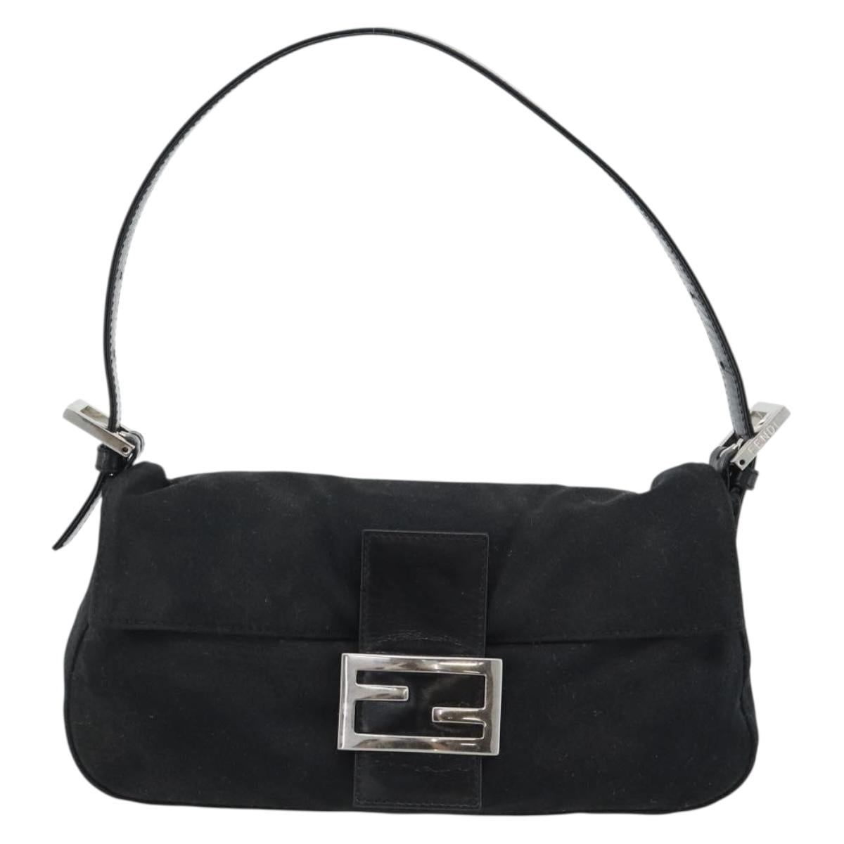 FENDI Mamma Baguette Shoulder Bag Cotton Black Silver Auth ar14086 - Jerrillo image 2