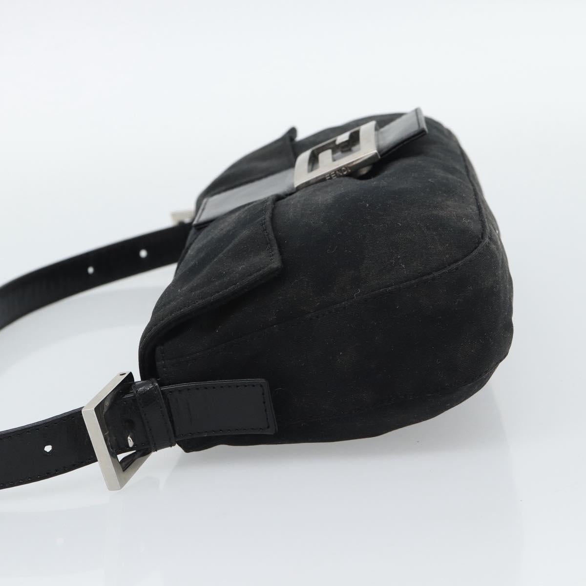 FENDI Mamma Baguette Shoulder Bag Cotton Black Silver Auth ar14086 - Jerrillo image 4