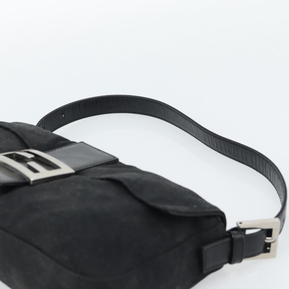 FENDI Mamma Baguette Shoulder Bag Cotton Black Silver Auth ar14086 - Jerrillo image 8
