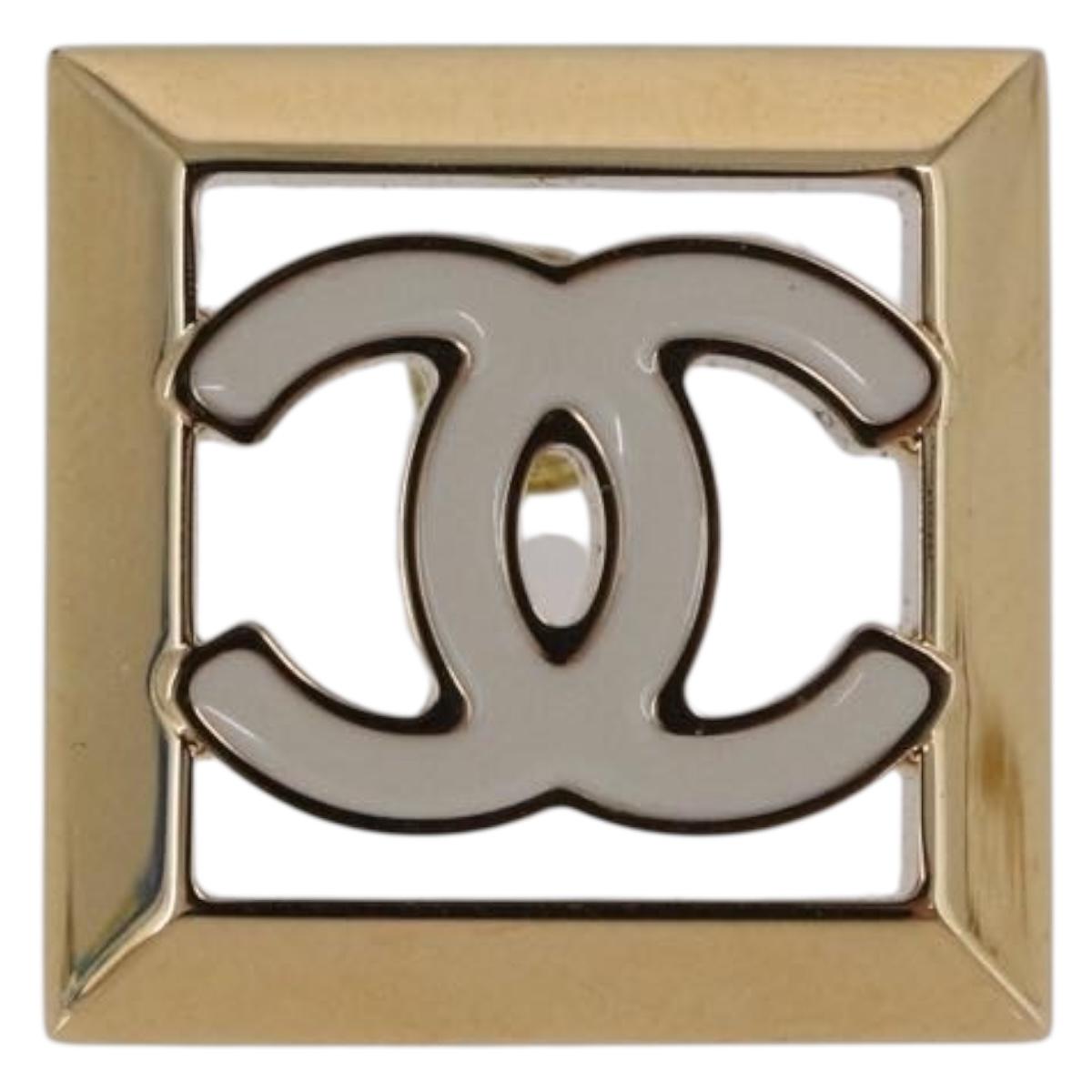 Orecchini CHANEL in metallo color oro con logo CC bianco, autentici ar14117M - Jerrillo image 3