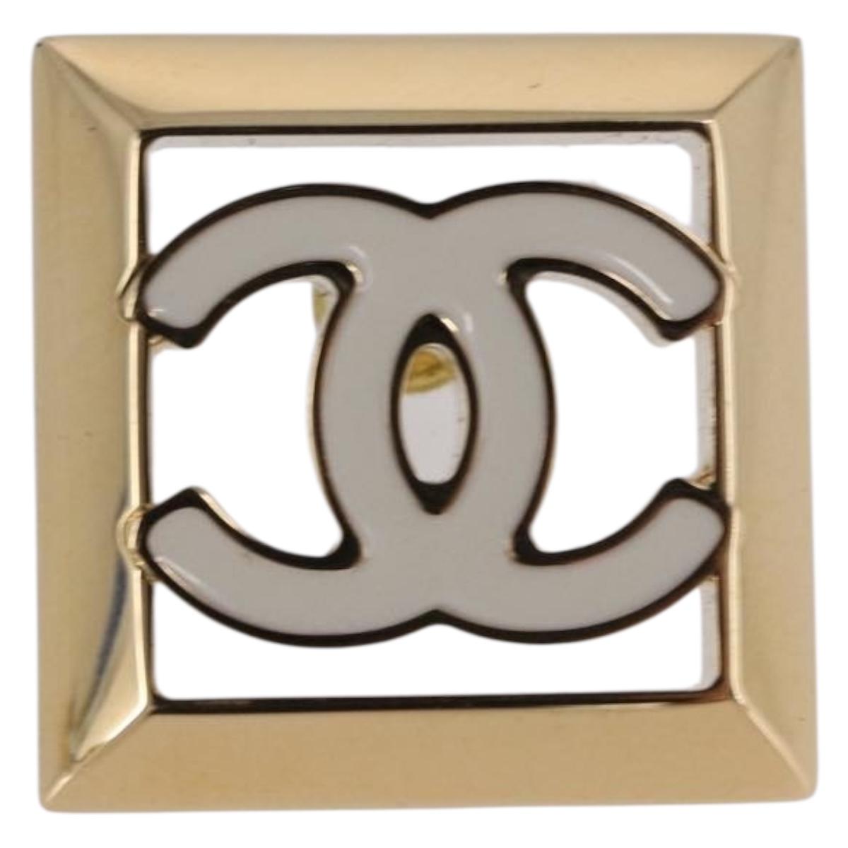 Orecchini CHANEL in metallo color oro con logo CC bianco, autentici ar14117M - Jerrillo image 7