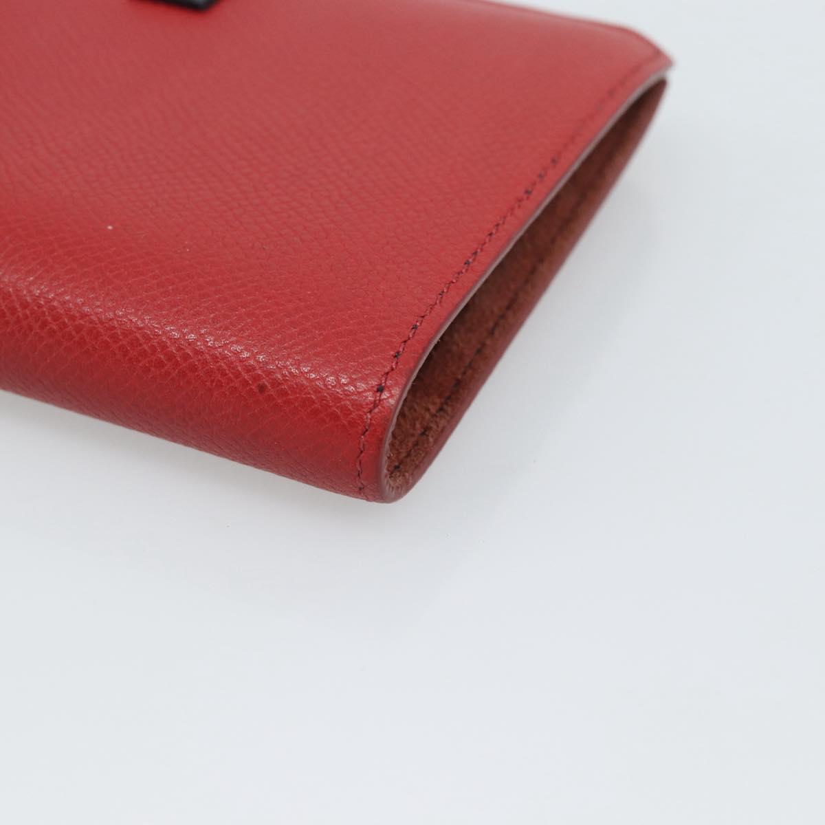 CELINE Large Strap Wallet Bifold Wallet Leather Red Gold Tone Auth ar14122A - Jerrillo image 10