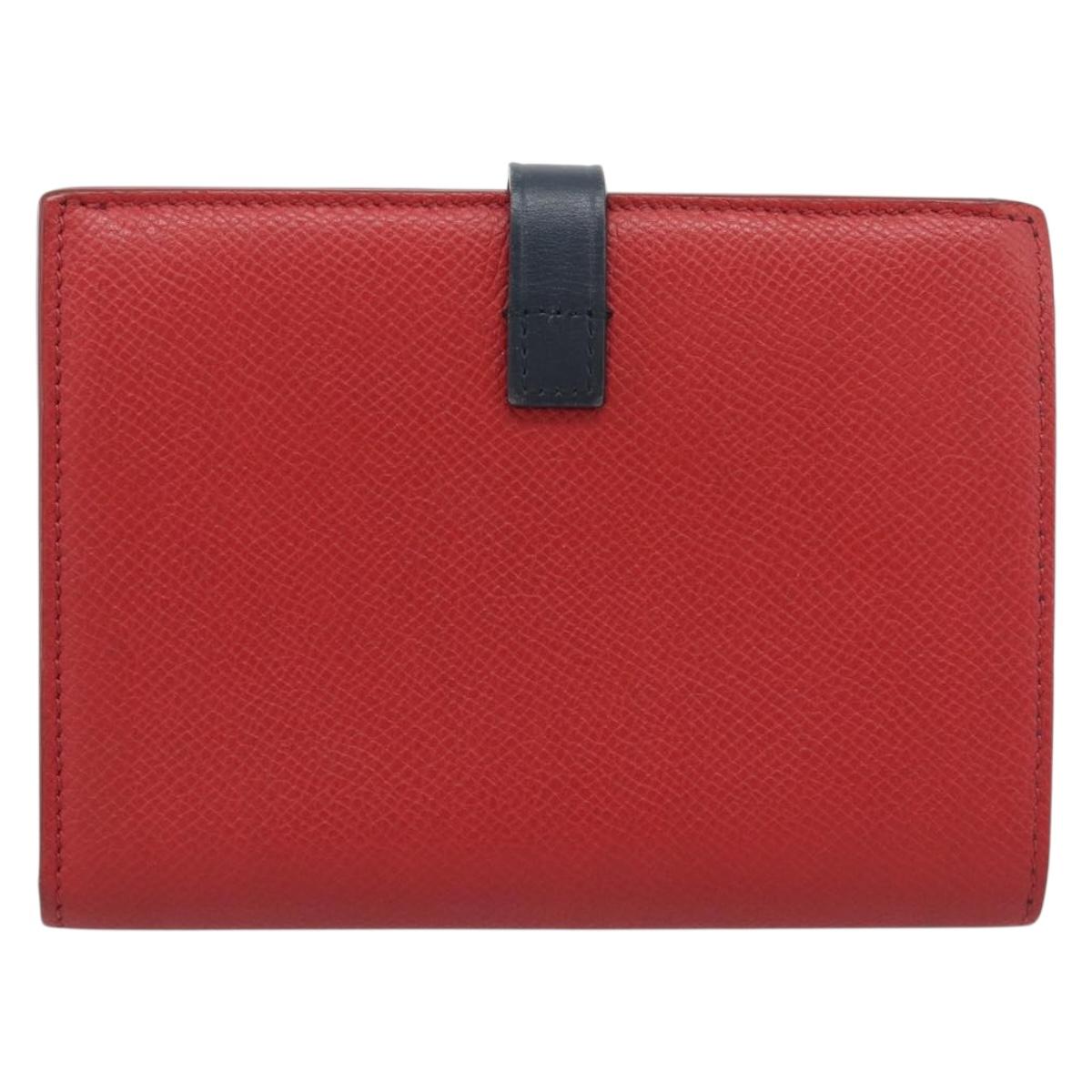 CELINE Large Strap Wallet Bifold Wallet Leather Red Gold Tone Auth ar14122A - Jerrillo image 3