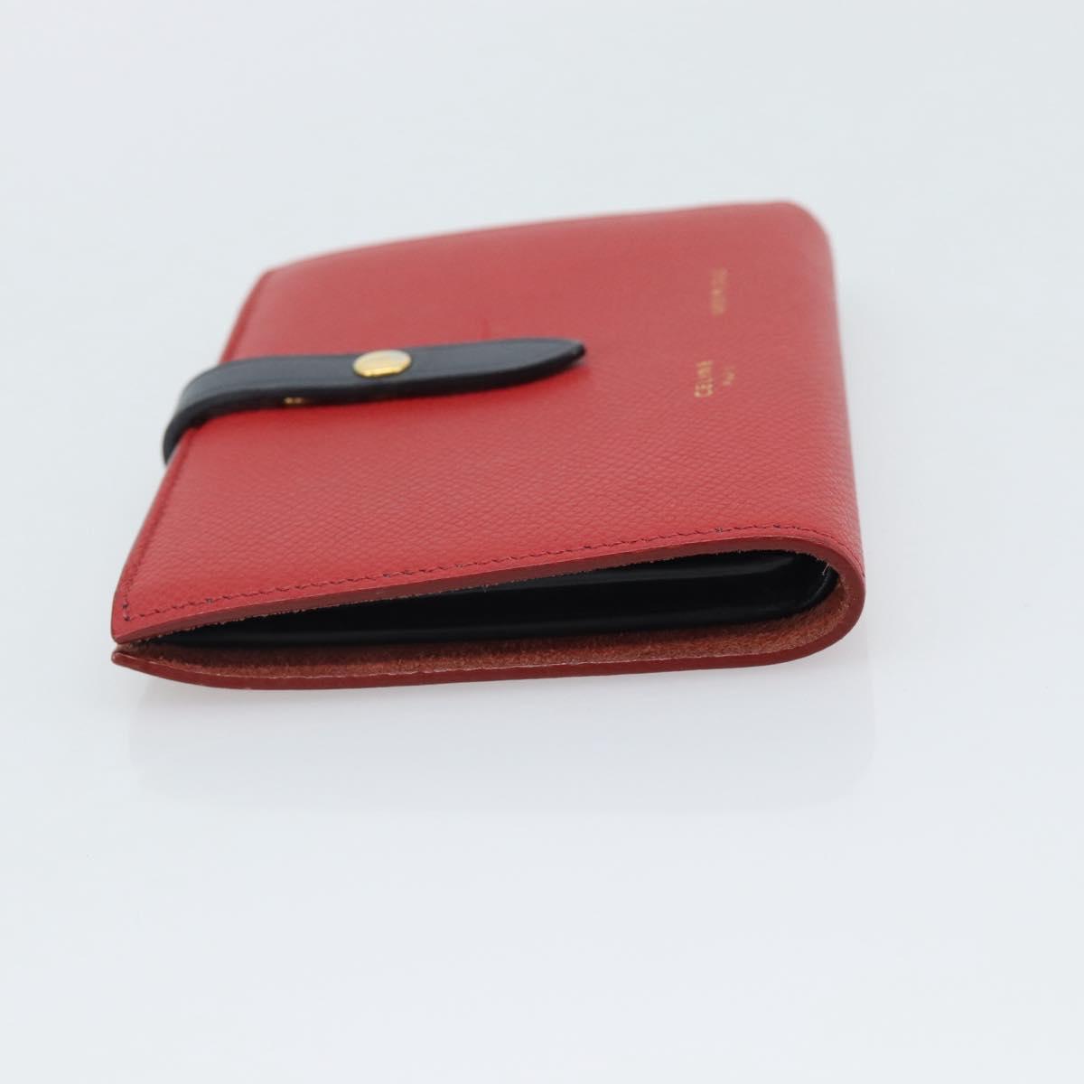 CELINE Large Strap Wallet Bifold Wallet Leather Red Gold Tone Auth ar14122A - Jerrillo image 5