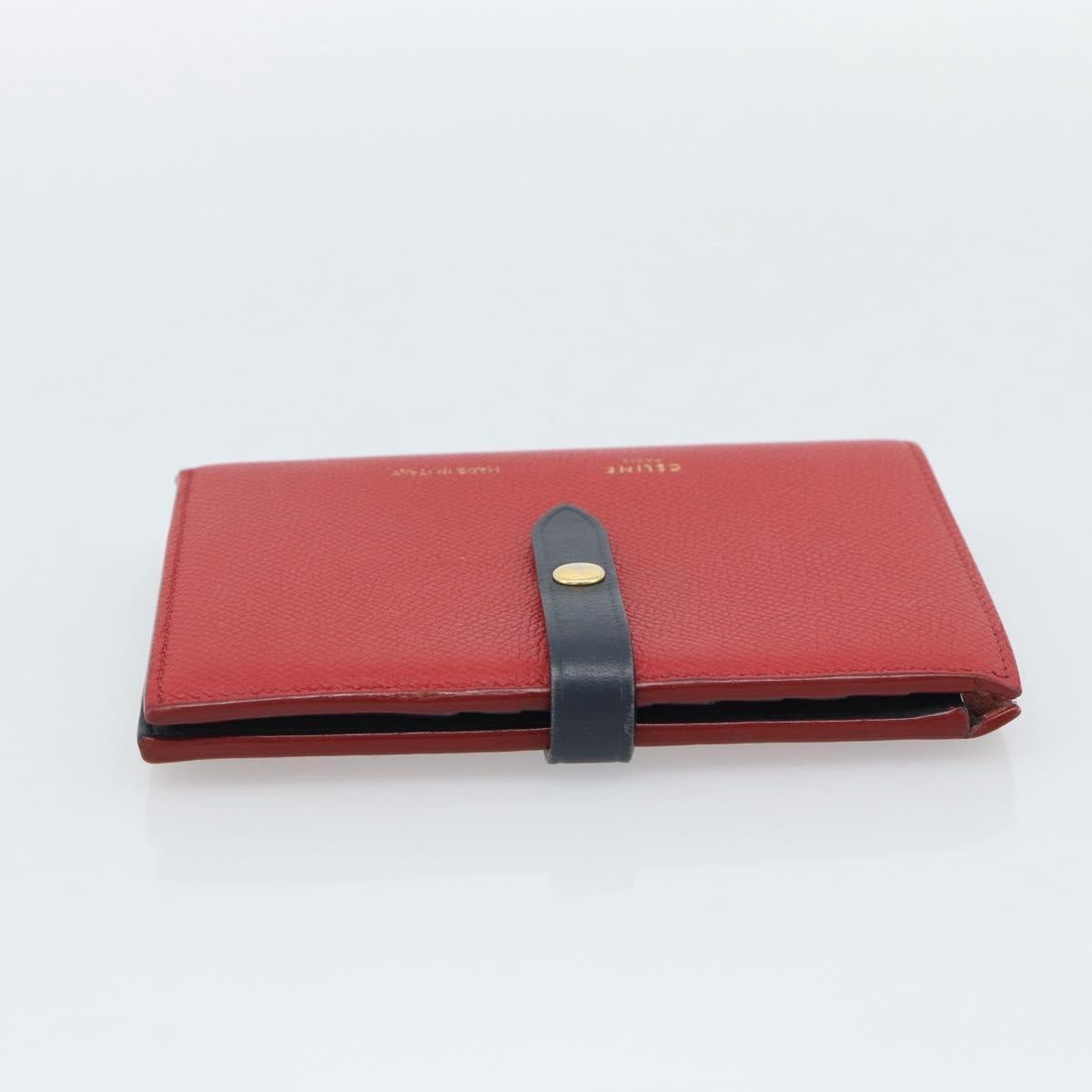 CELINE Large Strap Wallet Bifold Wallet Leather Red Gold Tone Auth ar14122A - Jerrillo image 6