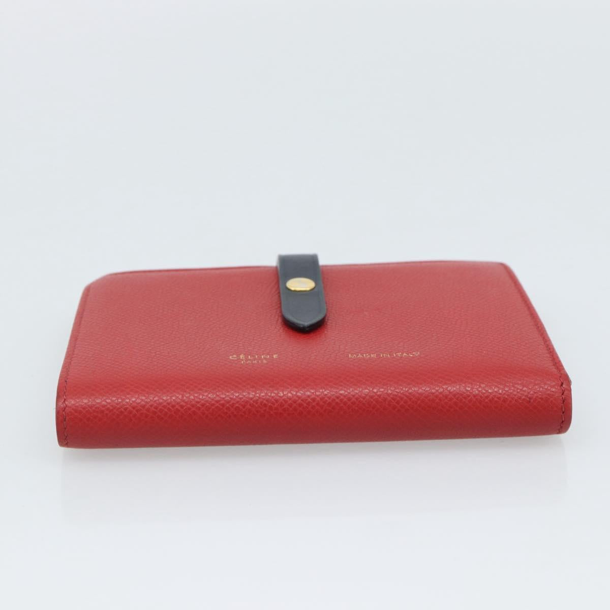 CELINE Large Strap Wallet Bifold Wallet Leather Red Gold Tone Auth ar14122A - Jerrillo image 7