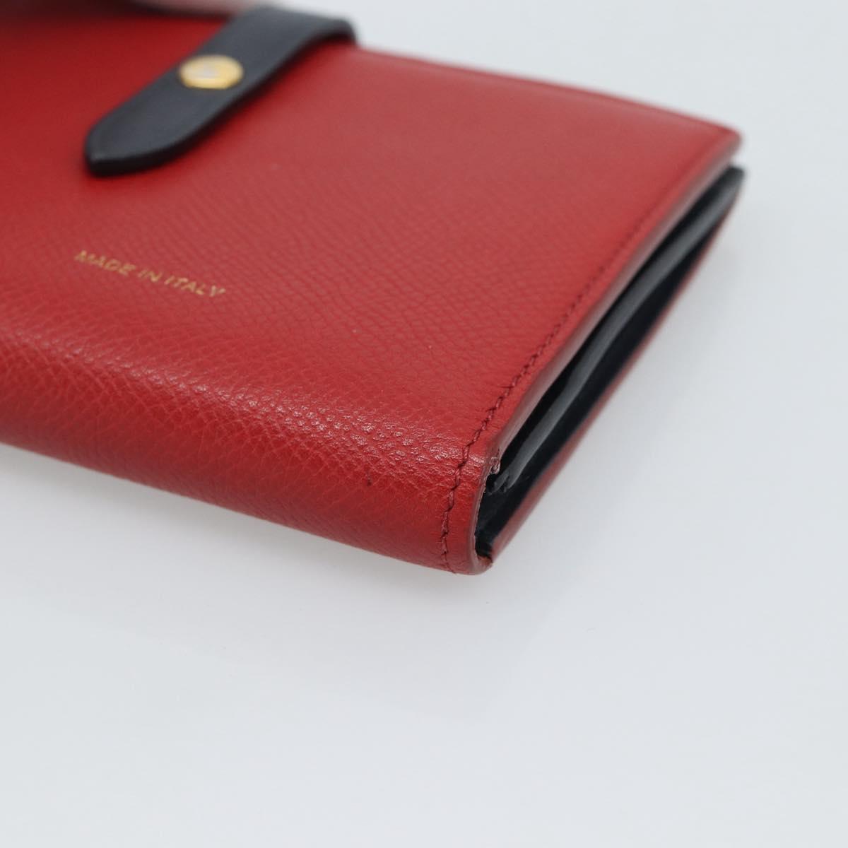 CELINE Large Strap Wallet Bifold Wallet Leather Red Gold Tone Auth ar14122A - Jerrillo image 8