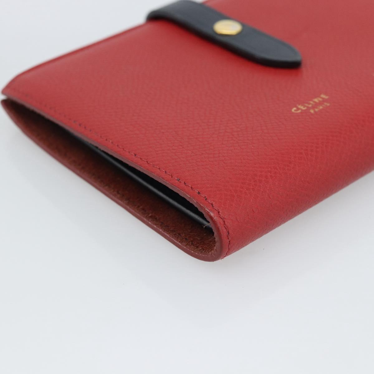 CELINE Large Strap Wallet Bifold Wallet Leather Red Gold Tone Auth ar14122A - Jerrillo image 9