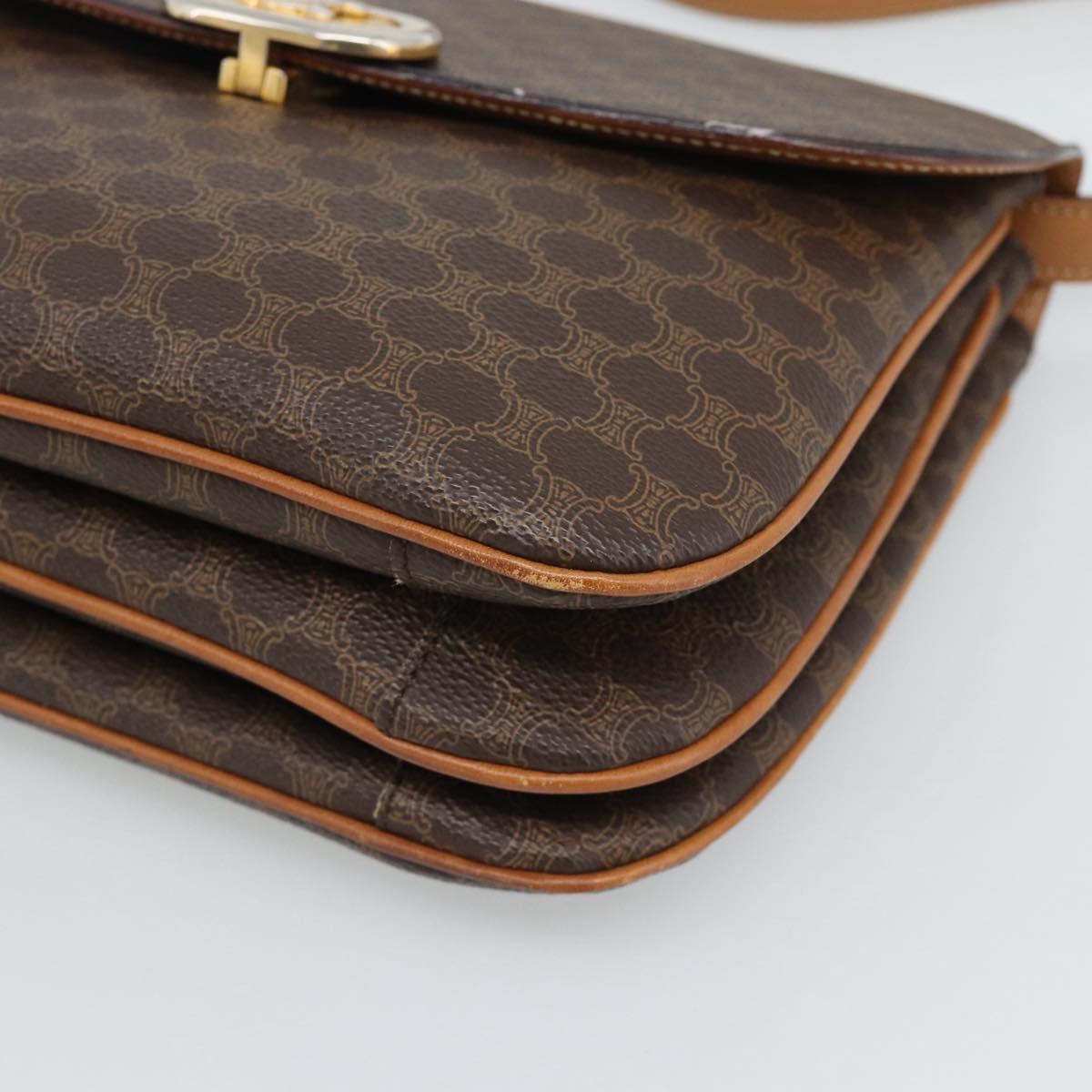CELINE Macadam Shoulder Bag PVC Leather Brown Gold Tone Auth ar14141A - Jerrillo image 9