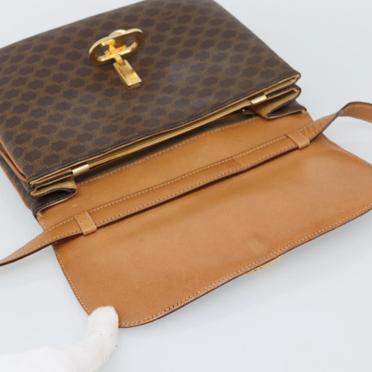 CELINE Macadam Shoulder Bag PVC Leather Brown Gold Tone Auth ar14141A - Jerrillo image 10