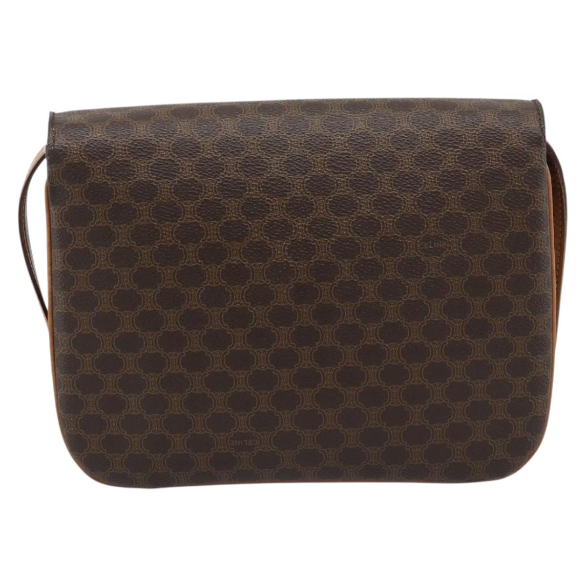 CELINE Macadam Shoulder Bag PVC Leather Brown Gold Tone Auth ar14141A - Jerrillo image 2