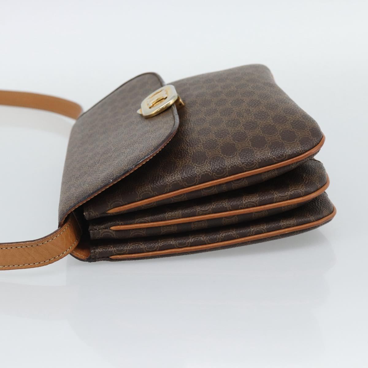 CELINE Macadam Shoulder Bag PVC Leather Brown Gold Tone Auth ar14141A - Jerrillo image 3