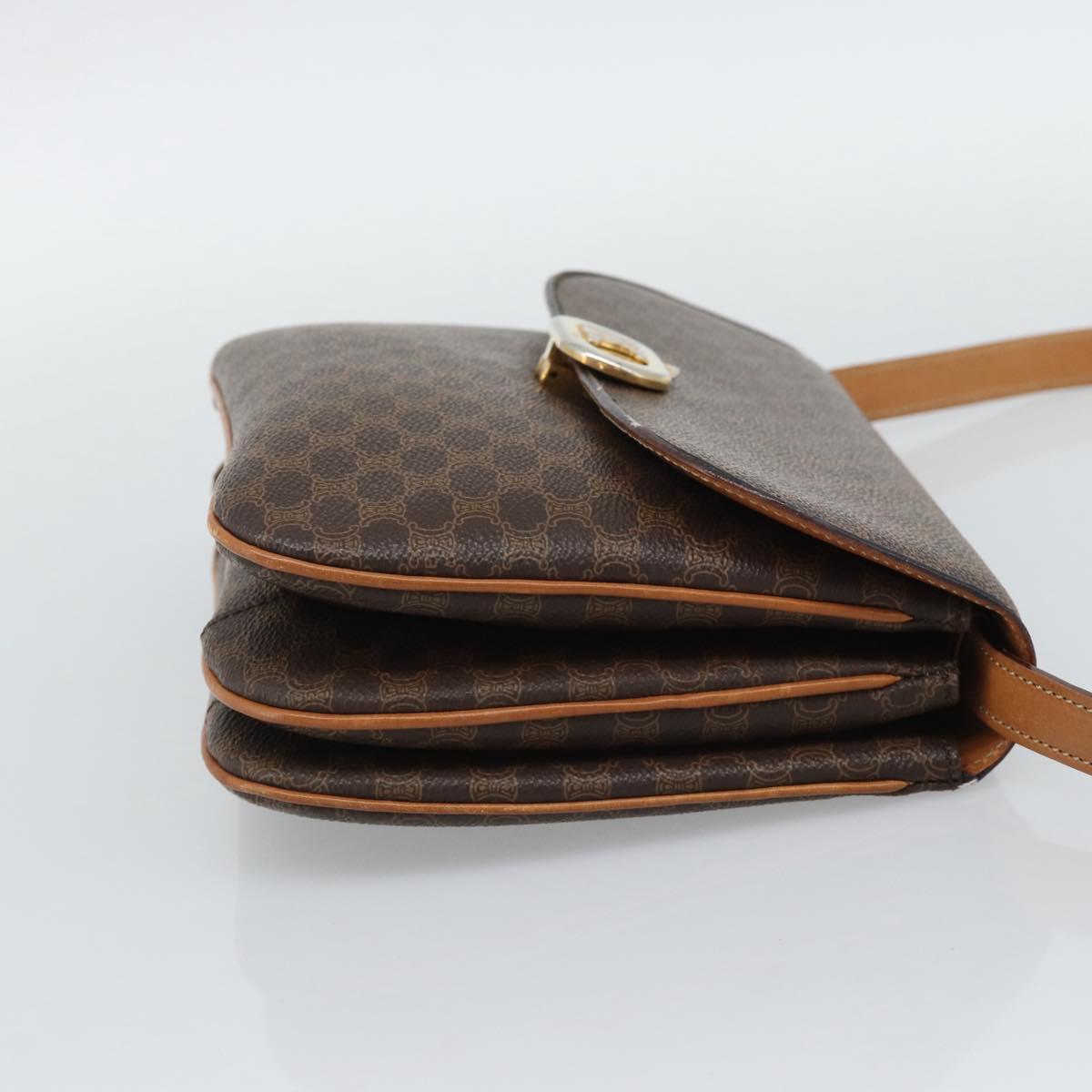 CELINE Macadam Shoulder Bag PVC Leather Brown Gold Tone Auth ar14141A - Jerrillo image 4