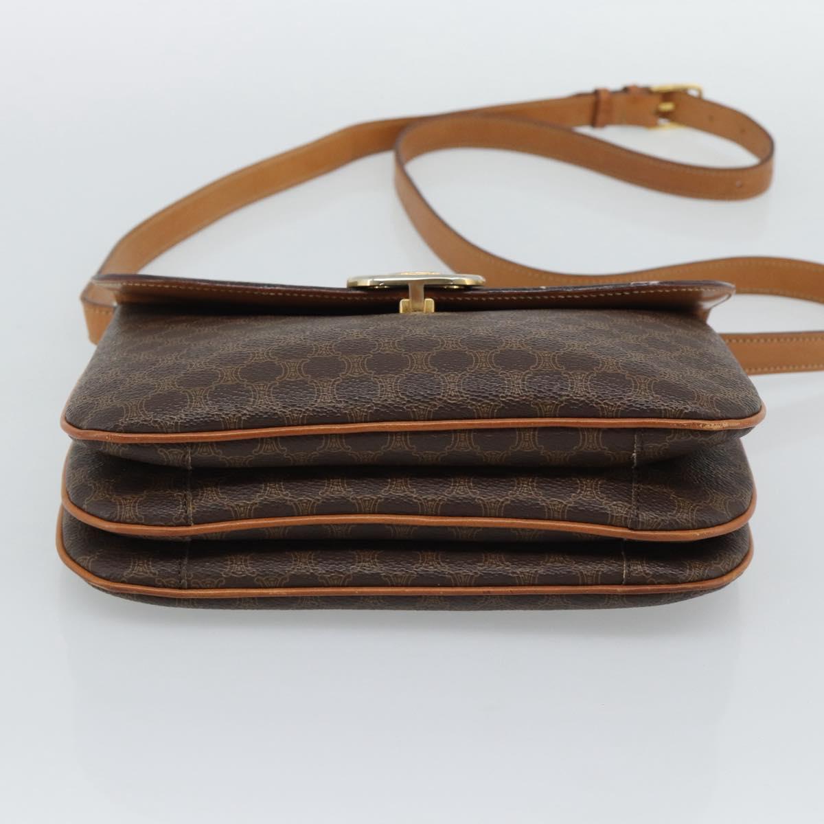 CELINE Macadam Shoulder Bag PVC Leather Brown Gold Tone Auth ar14141A - Jerrillo image 5
