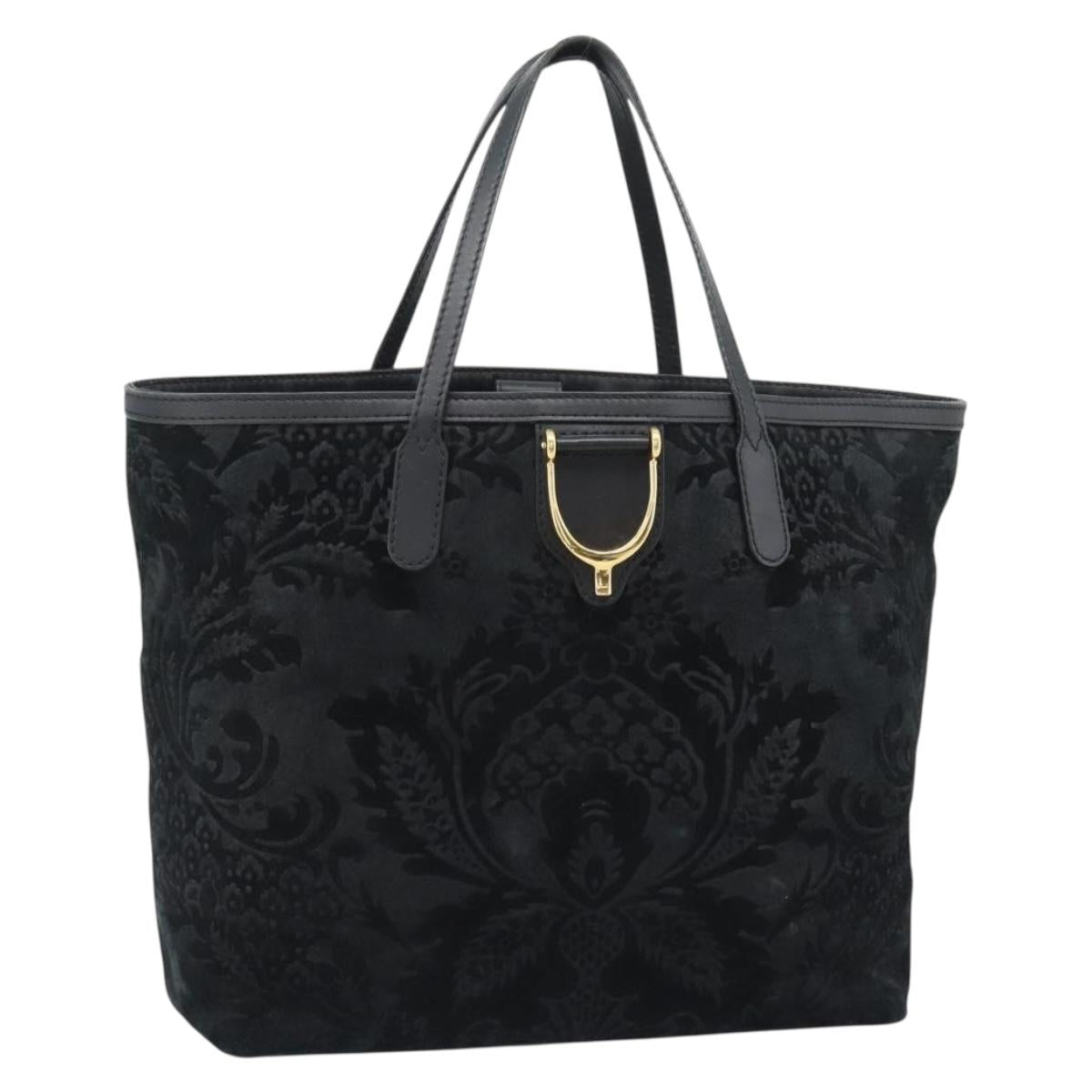 GUCCI Tote Bag Suede Black Gold 305585 Auth BA13459 - Jerrillo