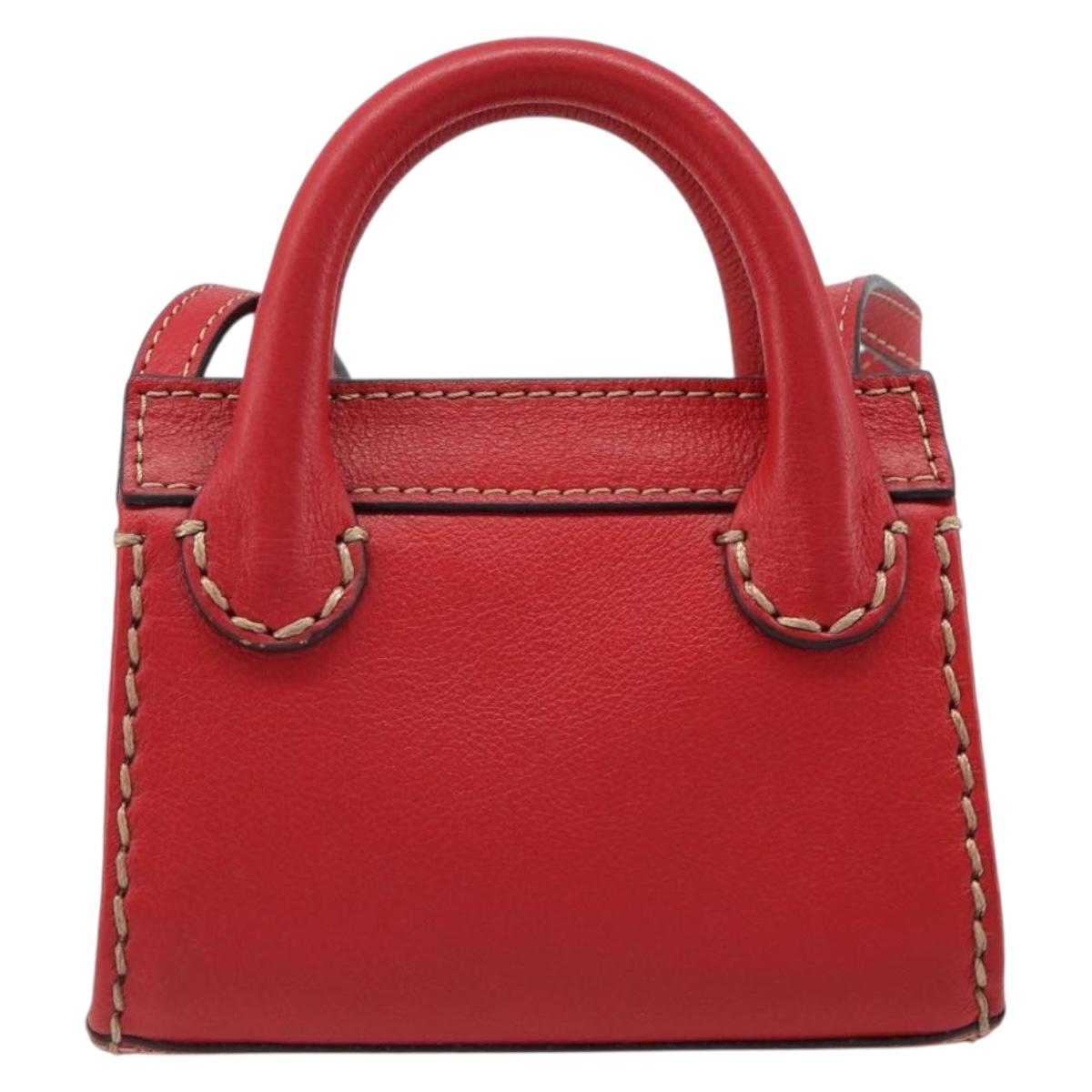 Chloe Hand Bag Leather 2way Red Gold Auth BA13481A - Jerrillo image 2