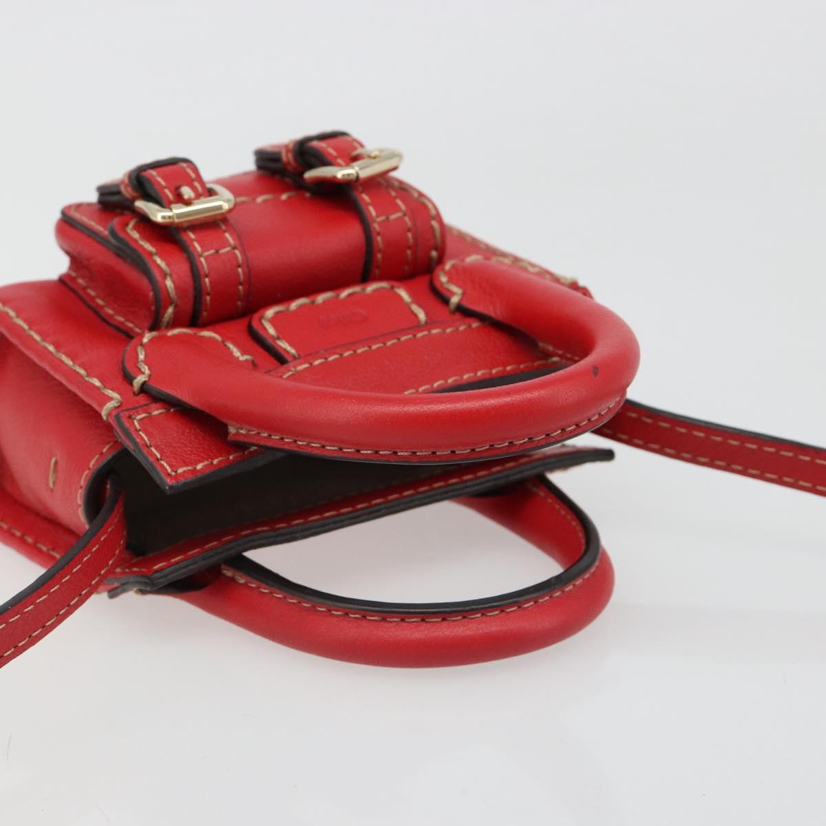 Chloe Hand Bag Leather 2way Red Gold Auth BA13481A - Jerrillo image 7