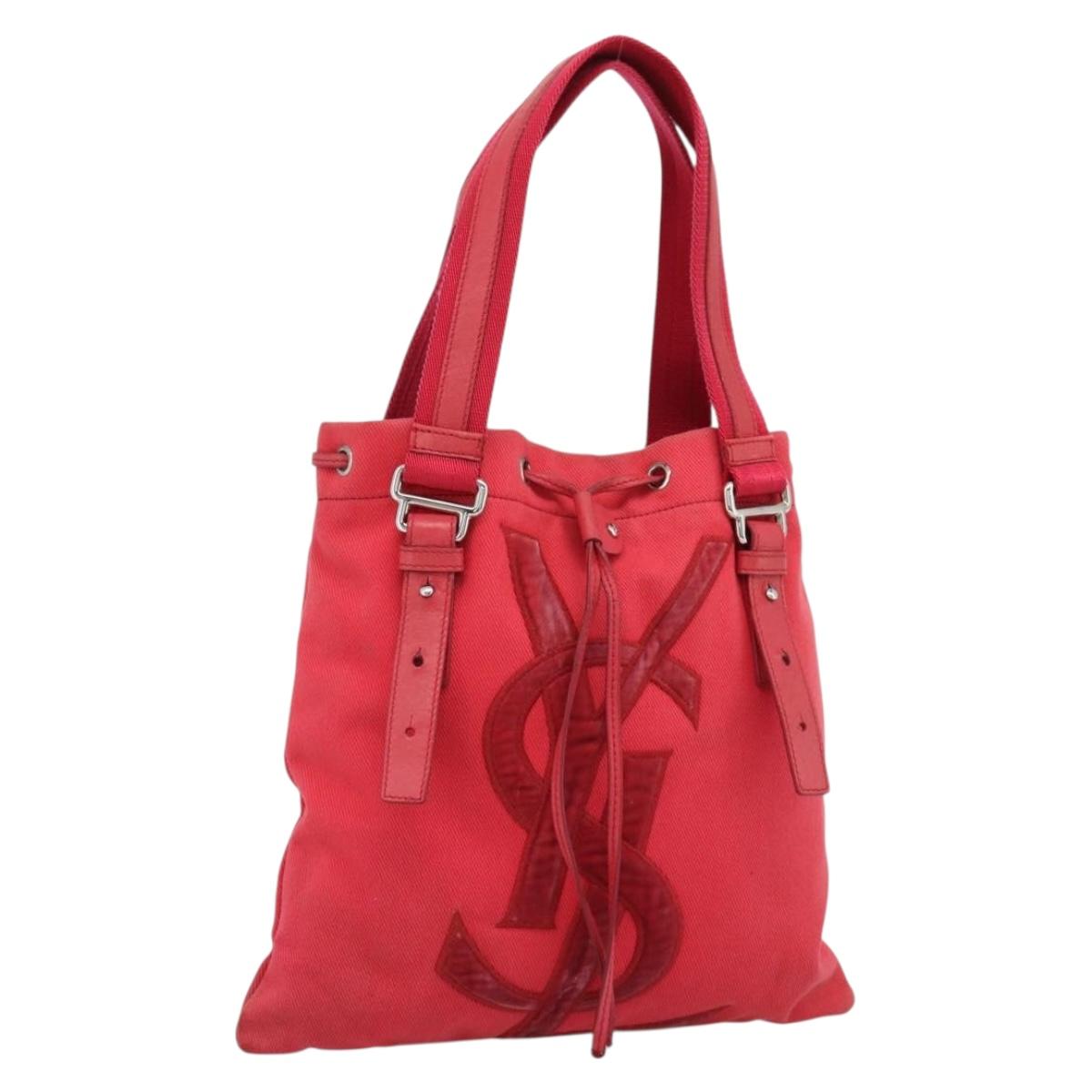 SAINT LAURENT Tote Bag Canvas Pink Silver Auth BA13528A - Jerrillo