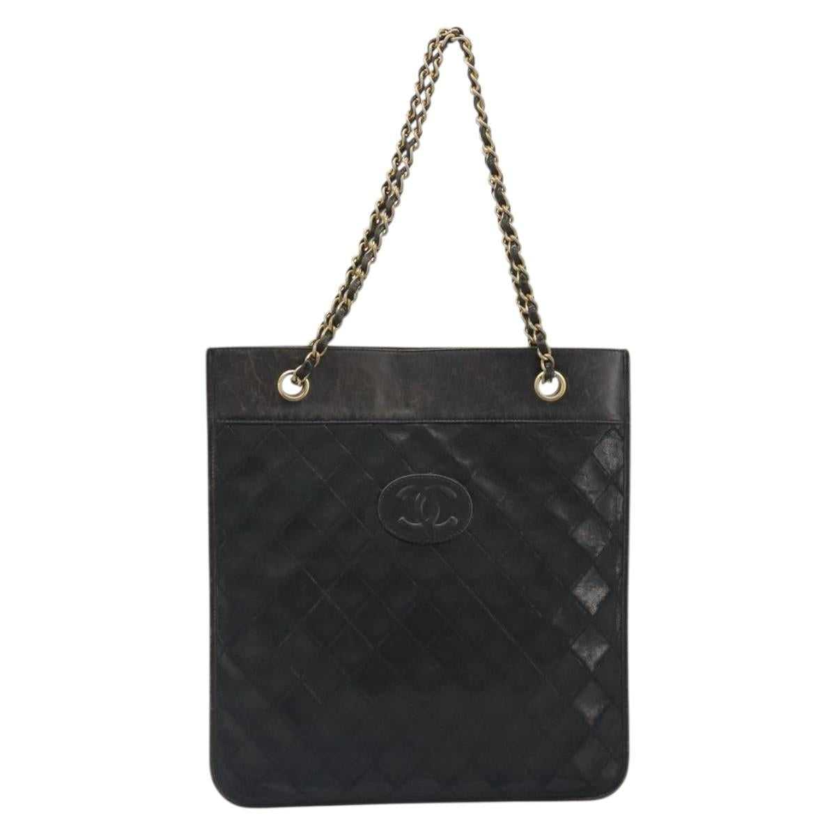 CHANEL Chain Tote Bag Lamb Skin Black Gold CC Auth BA13601 - Jerrillo image 2