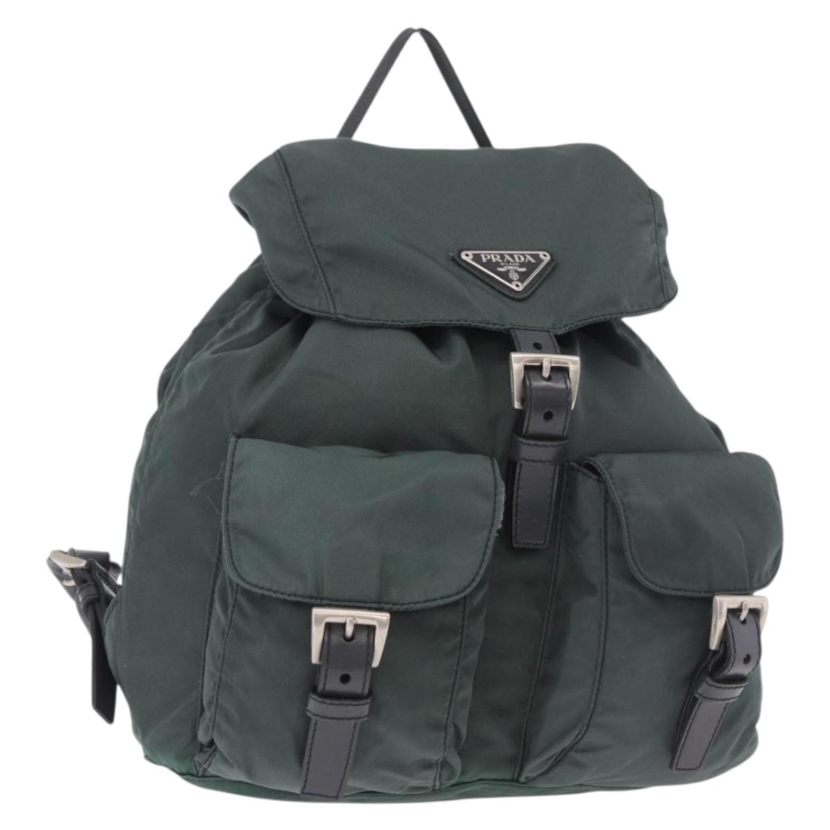 PRADA Backpack Nylon Green Silver Auth BA13603A - Jerrillo