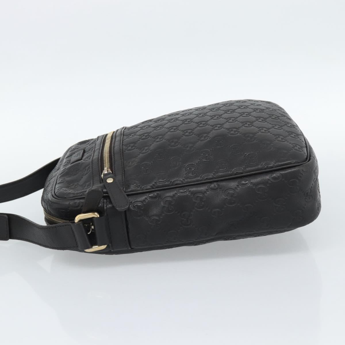 GUCCI GG Canvas Guccissima Shoulder Bag Leather Black Gold 201448 Auth BA13721A - Jerrillo image 3