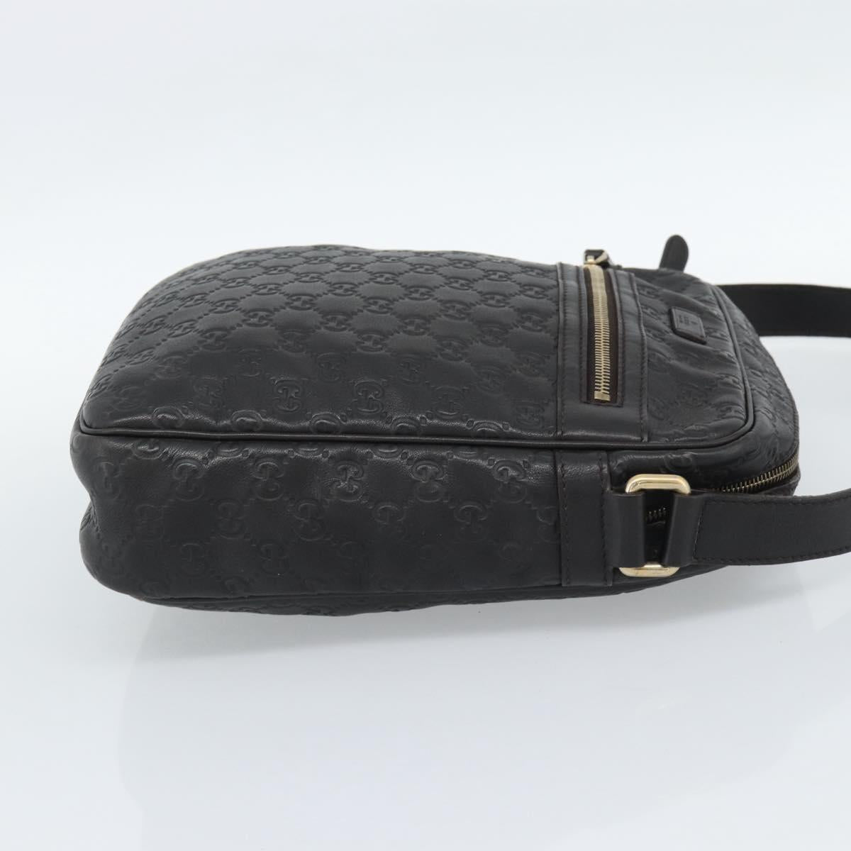 GUCCI GG Canvas Guccissima Shoulder Bag Leather Black Gold 201448 Auth BA13721A - Jerrillo image 4
