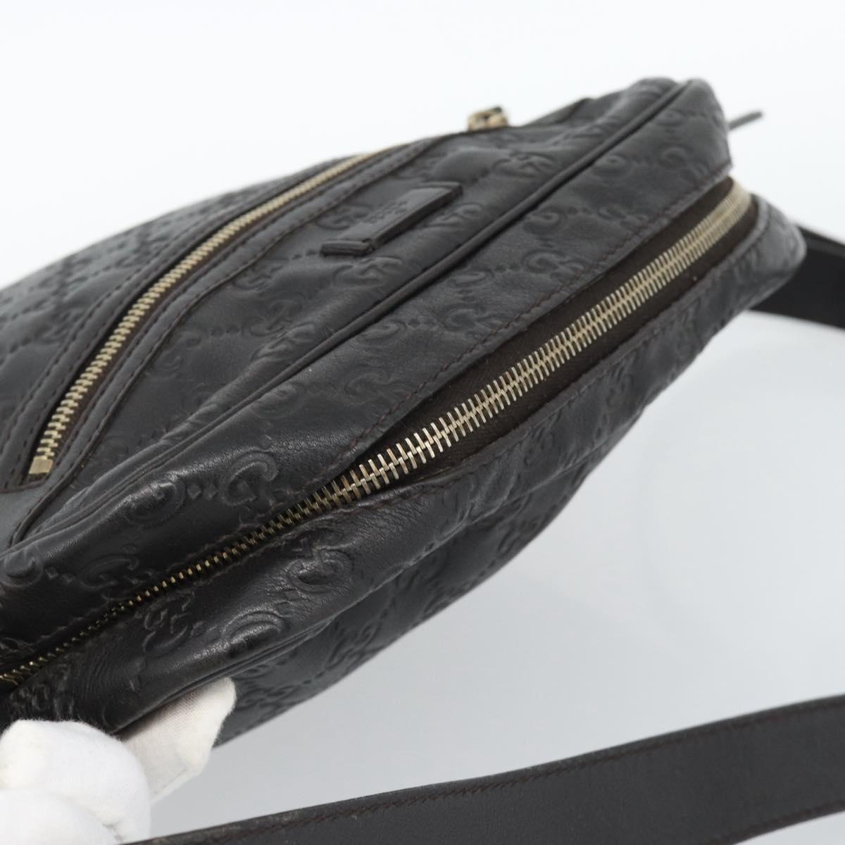 GUCCI GG Canvas Guccissima Shoulder Bag Leather Black Gold 201448 Auth BA13721A - Jerrillo image 6