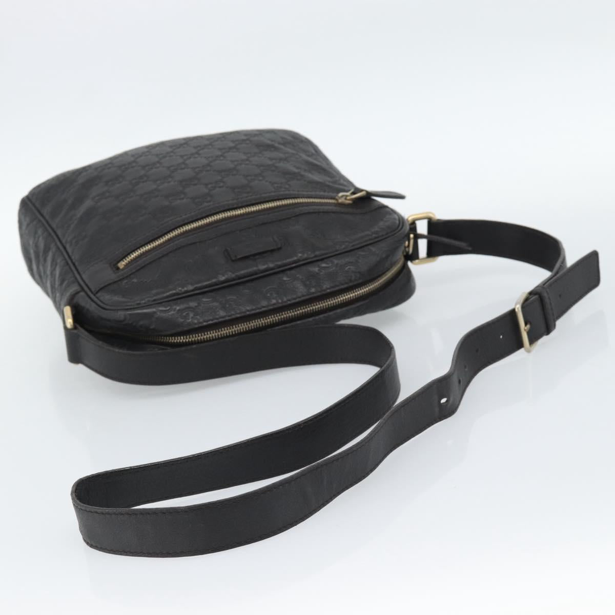 GUCCI GG Canvas Guccissima Shoulder Bag Leather Black Gold 201448 Auth BA13721A - Jerrillo image 7