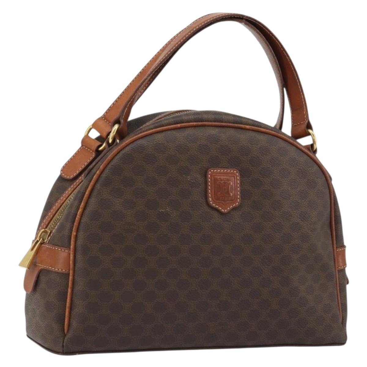 CELINE Macadam Hand Bag PVC Leather Brown Gold Auth BA13898 - Jerrillo