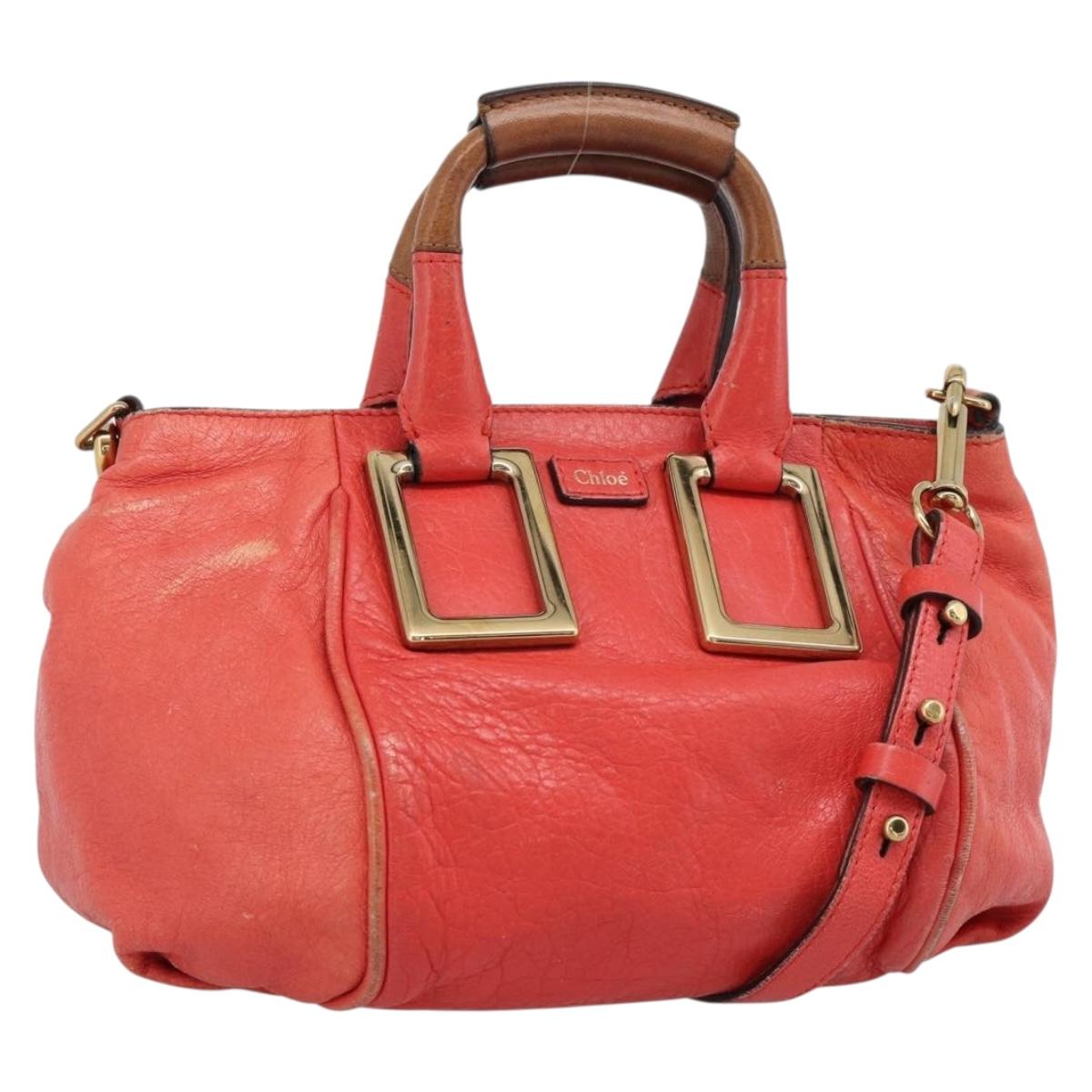 Chloe Etel Hand Bag Leather 2way Red Gold Auth BA13902 - Jerrillo