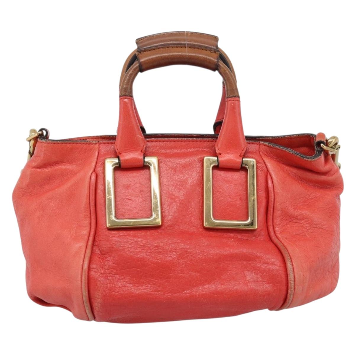 Chloe Etel Hand Bag Leather 2way Red Gold Auth BA13902 - Jerrillo image 3