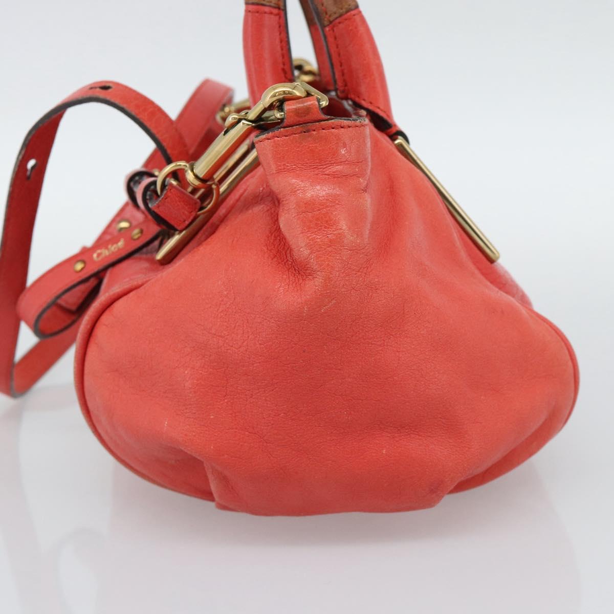 Chloe Etel Hand Bag Leather 2way Red Gold Auth BA13902 - Jerrillo image 5