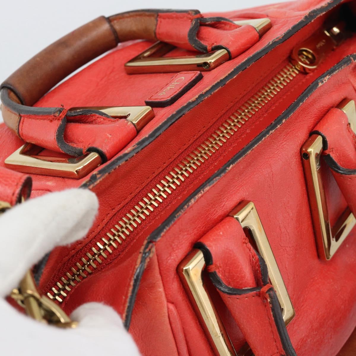 Chloe Etel Hand Bag Leather 2way Red Gold Auth BA13902 - Jerrillo image 6
