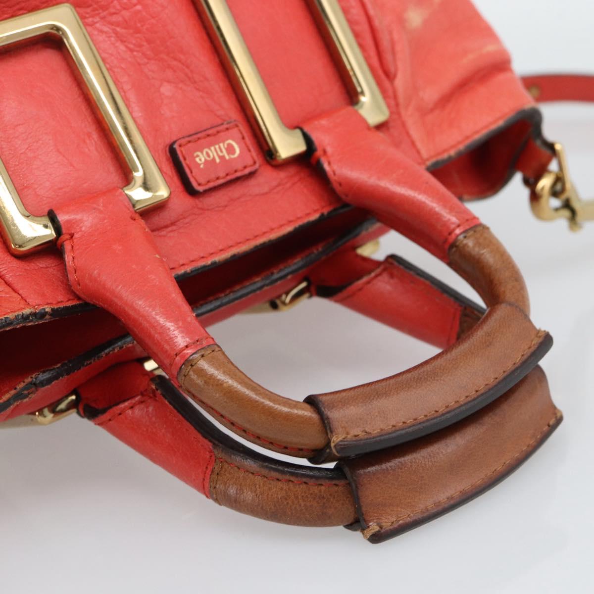 Chloe Etel Hand Bag Leather 2way Red Gold Auth BA13902 - Jerrillo image 7