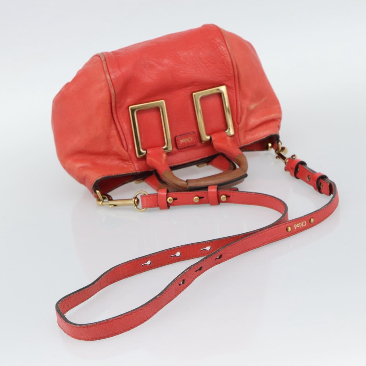Chloe Etel Hand Bag Leather 2way Red Gold Auth BA13902 - Jerrillo image 9
